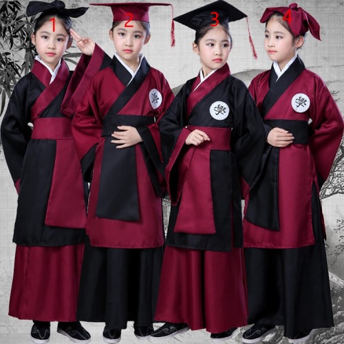 Children chinese folk dance costumes ancient traditional hanfu scholar graduation photography drama cosplay clothes dress